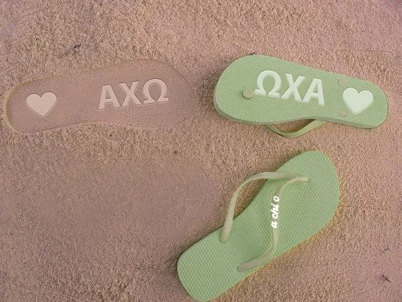 Alpha Chi Omega Flip Flops, With Greek Letter Cutouts