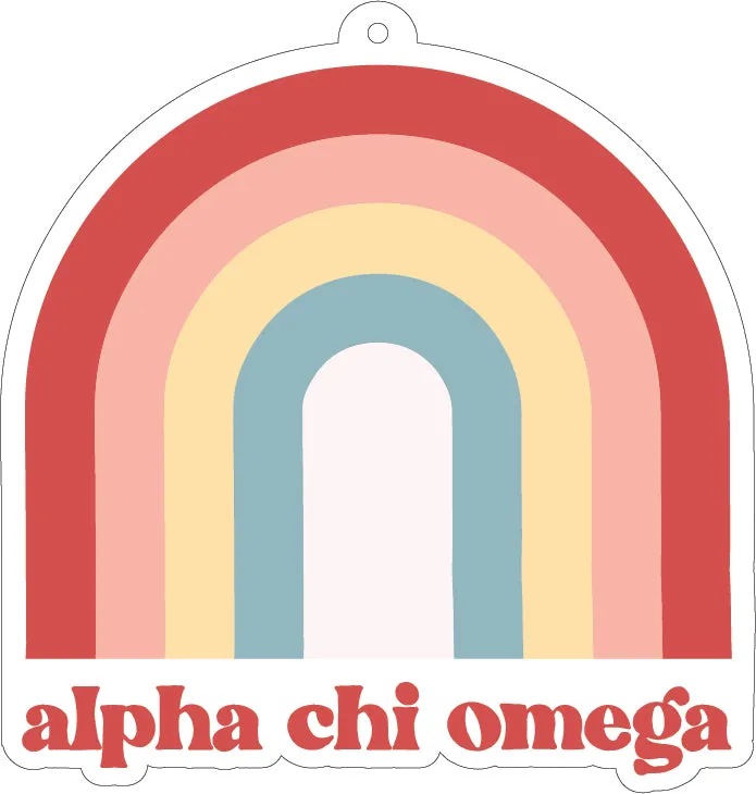 Alpha Chi Omega Rainbow Retro Air Freshener - Flowers & Sunshine Scent