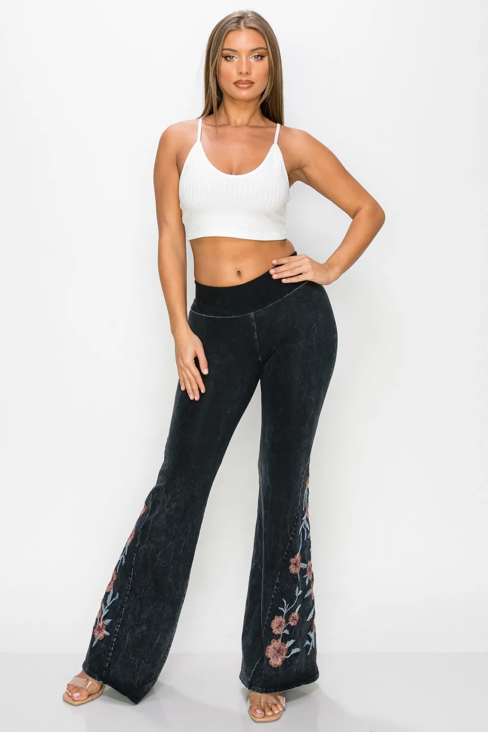 Amazing Bell Bottoms with Floral Embroidery