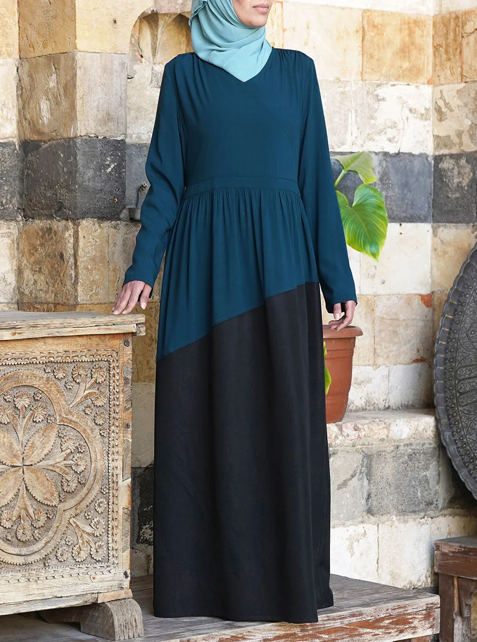 Angled Dual Color Abaya