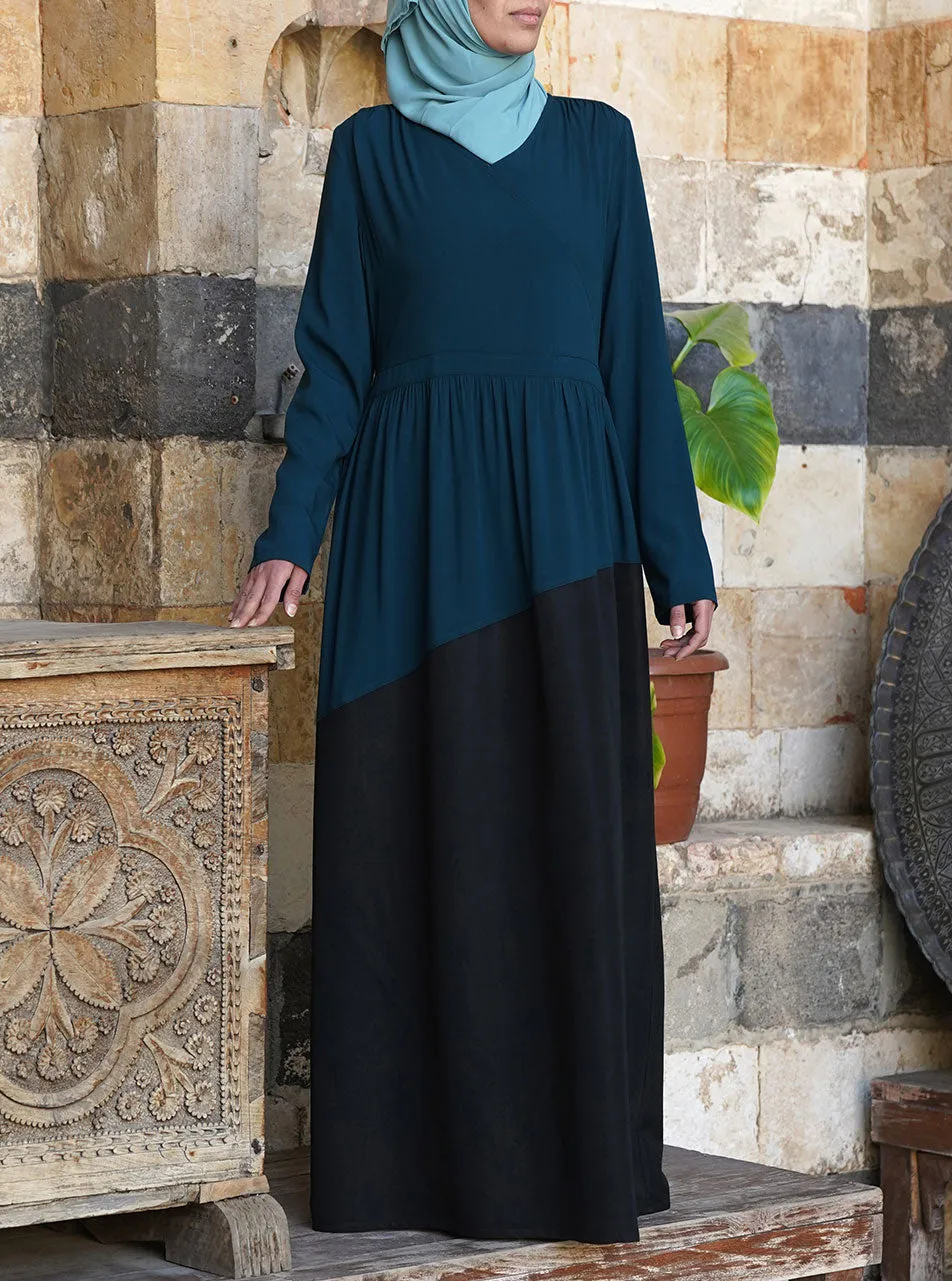 Angled Dual Color Abaya