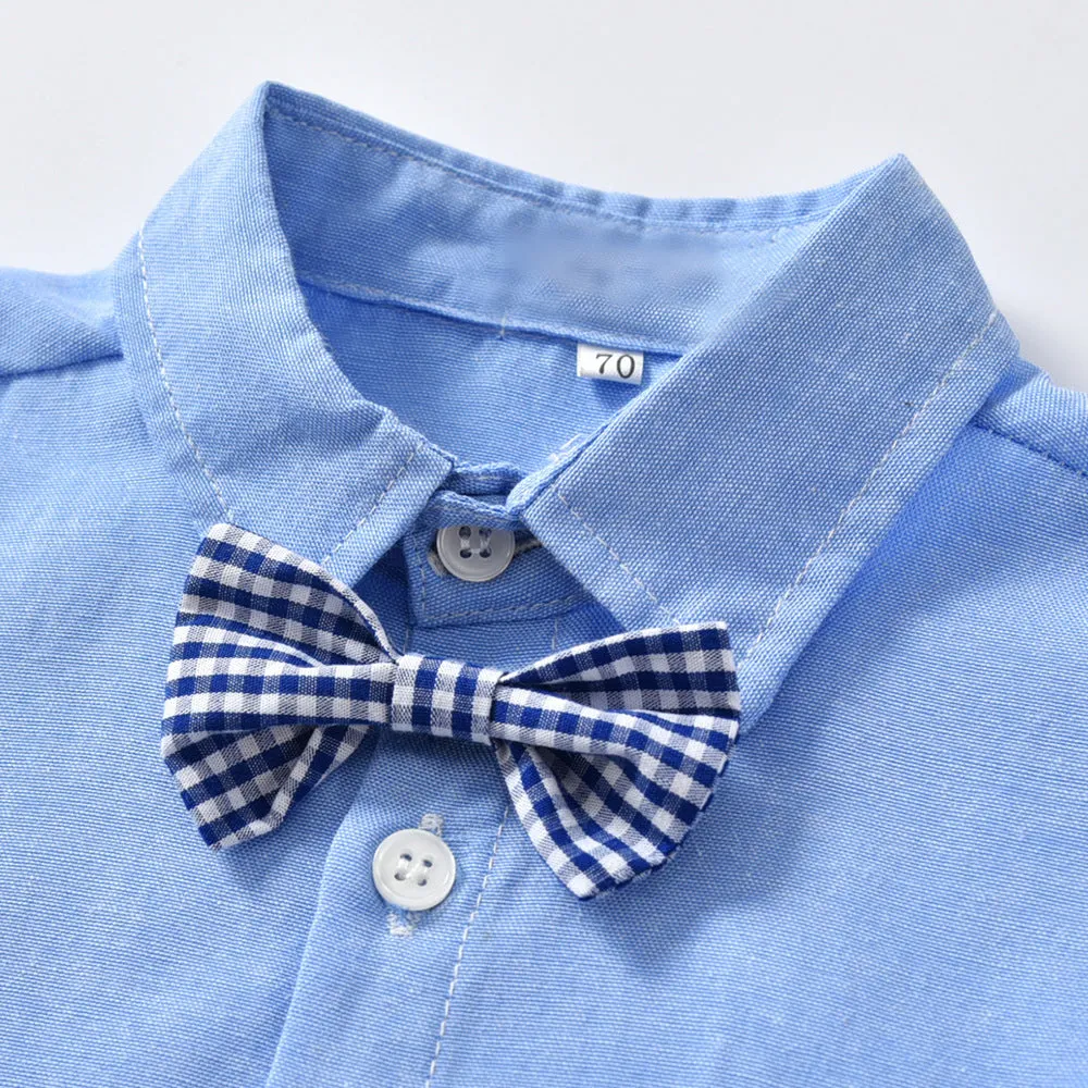 Boys Gentleman Bib Pant Suit Long Sleeve Bow Tie