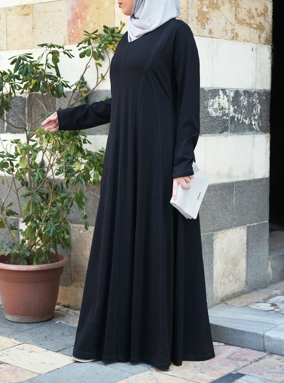 Contrast Stitched Abaya