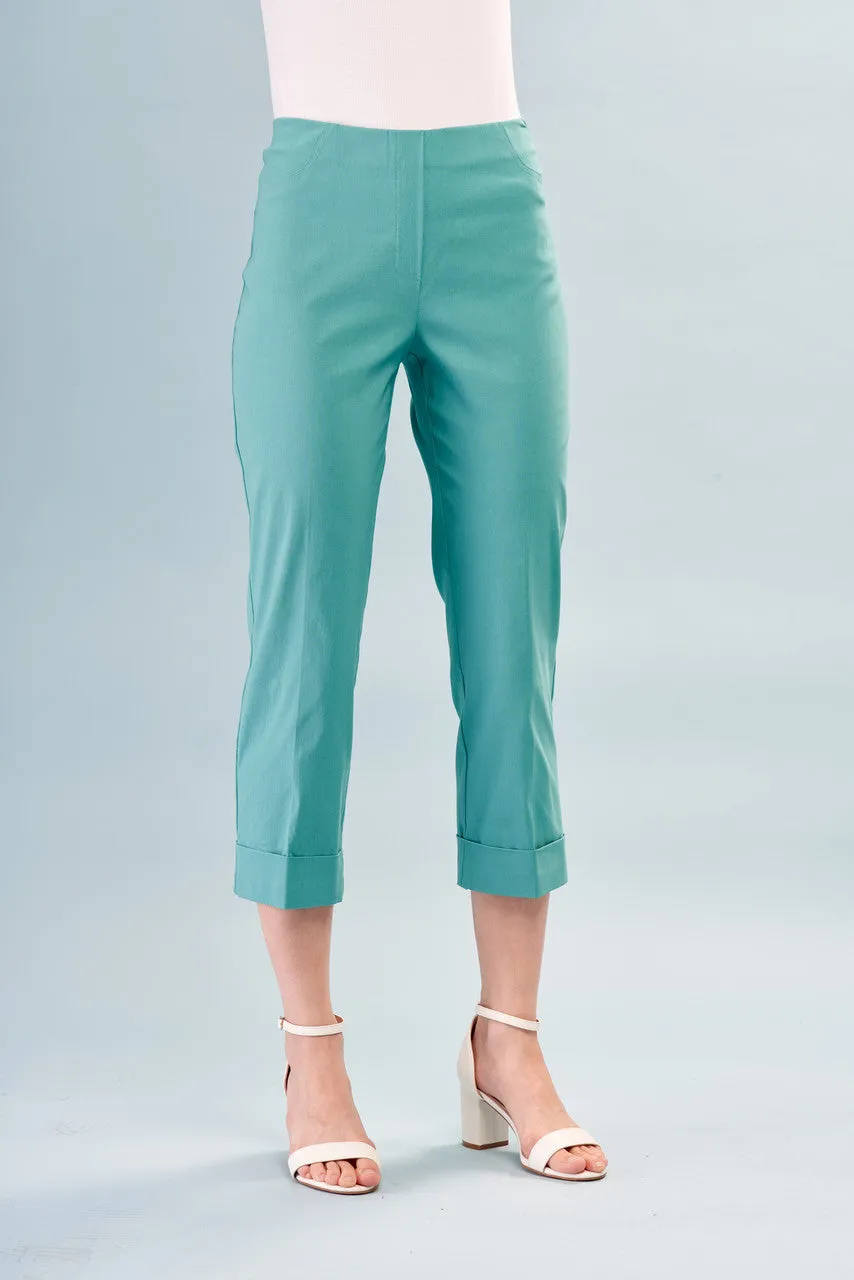 Cuffed Techno Stretch Solid Color Capris