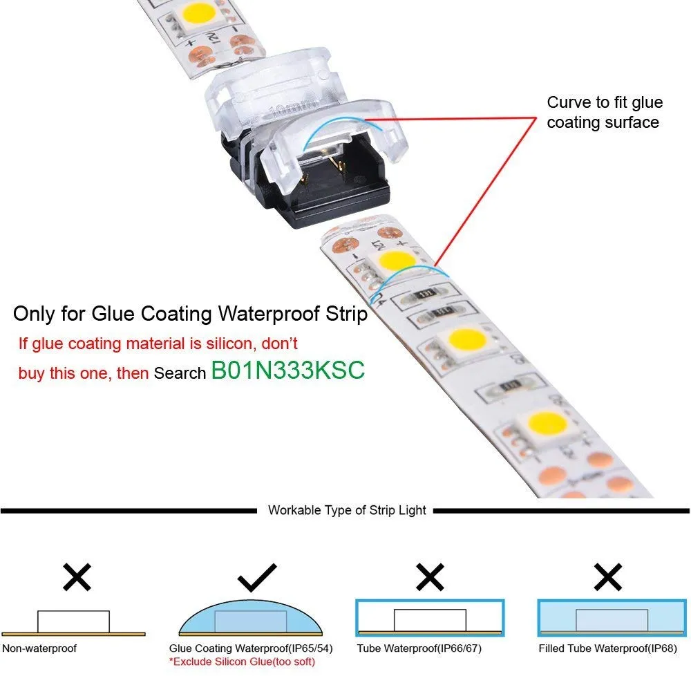 FluxTech 5-Pin RGBW / RGBWW / RGB CCT LED Strip to Strip Connector for 12mm Watreproof 5050 LED Strip Light