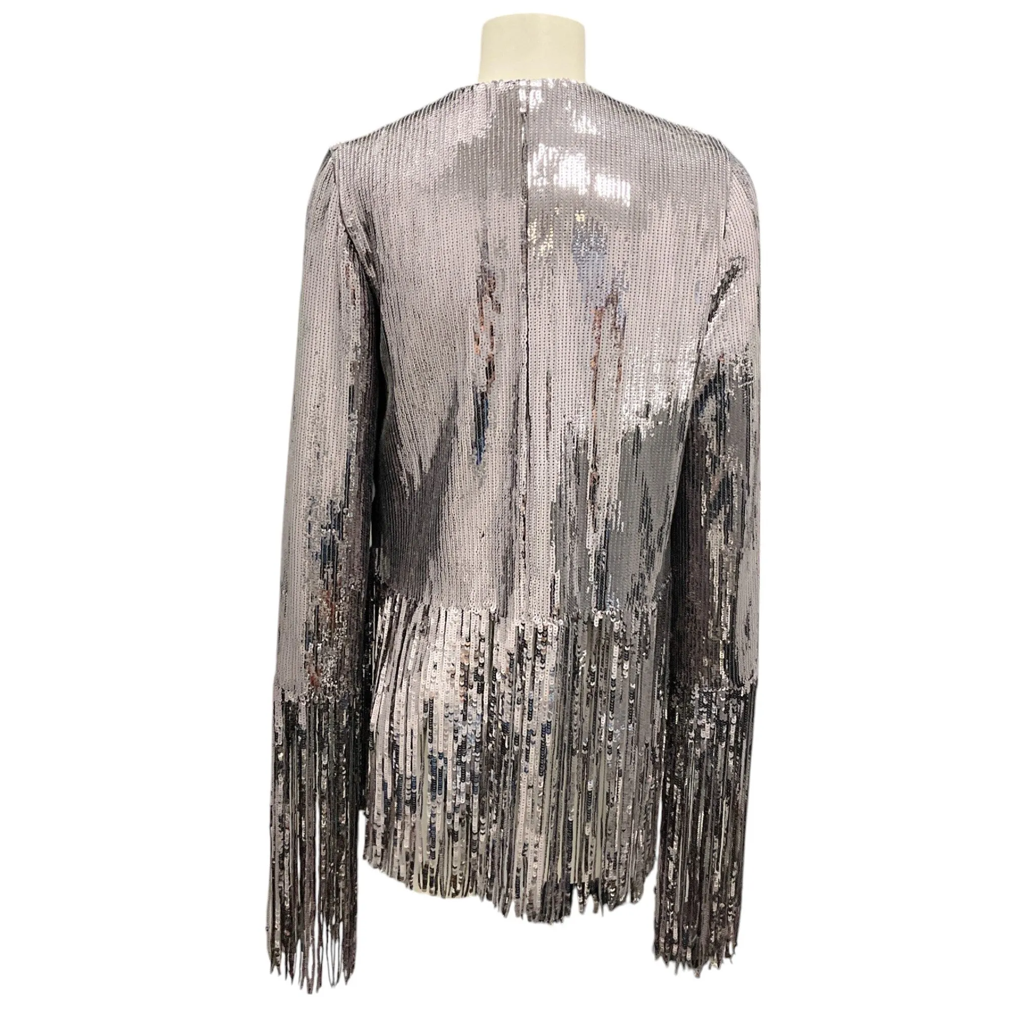 Galvan London Silver Sequined Fringed Jacket