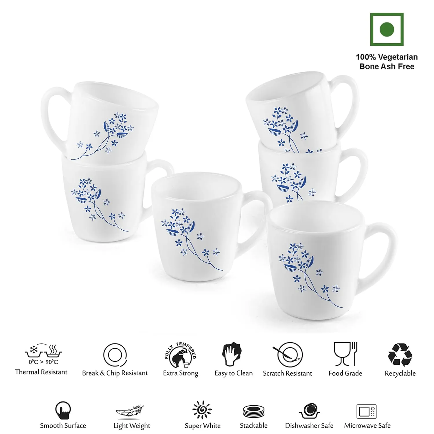 Imperial Dainty Blue Ricca Mugs, 6 Pieces