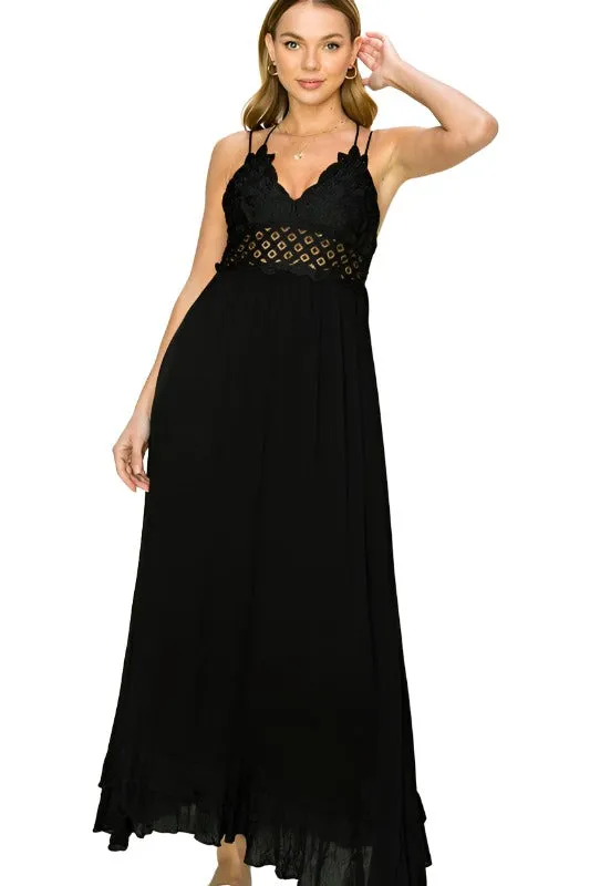 In Love Bustier Lace Maxi Dress