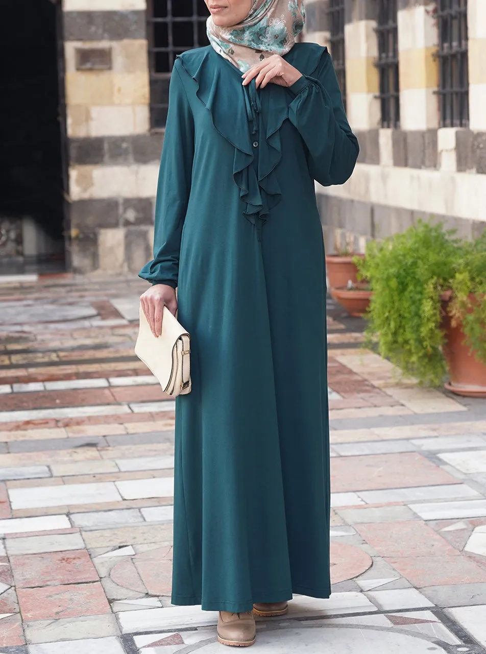 Jersey Abaya with Waterfall Overlay