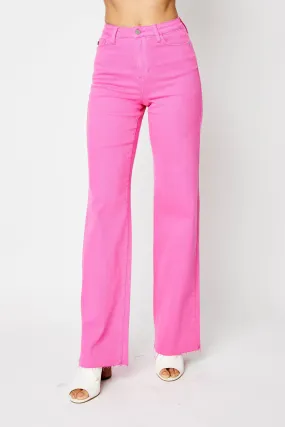 Judy Blue High Waist Garment Dyed Hot Pink 90’s Straight Denim 88816