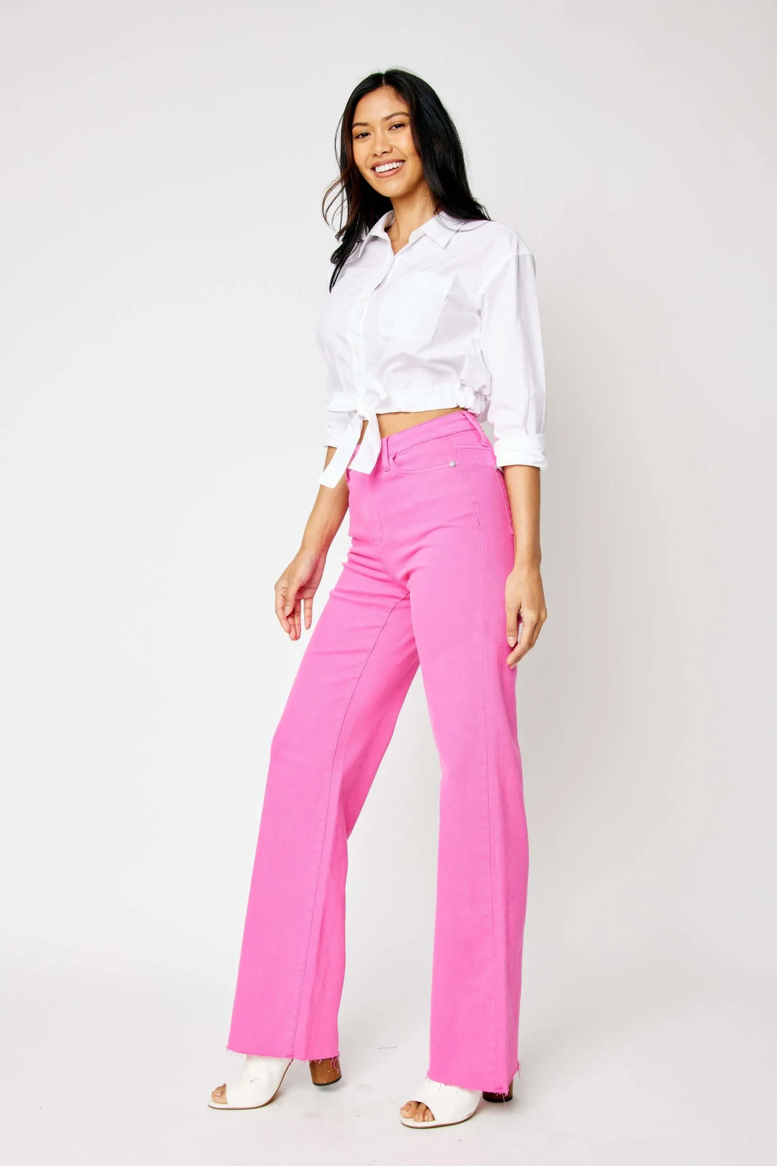 Judy Blue High Waist Garment Dyed Hot Pink 90’s Straight Denim 88816