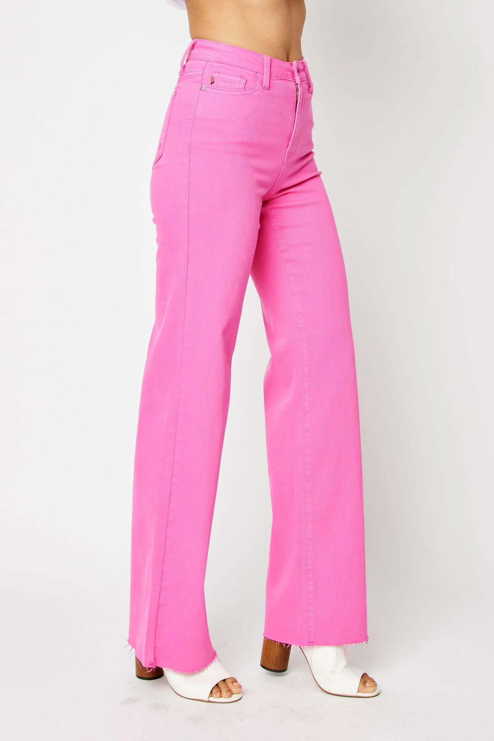 Judy Blue High Waist Garment Dyed Hot Pink 90’s Straight Denim 88816