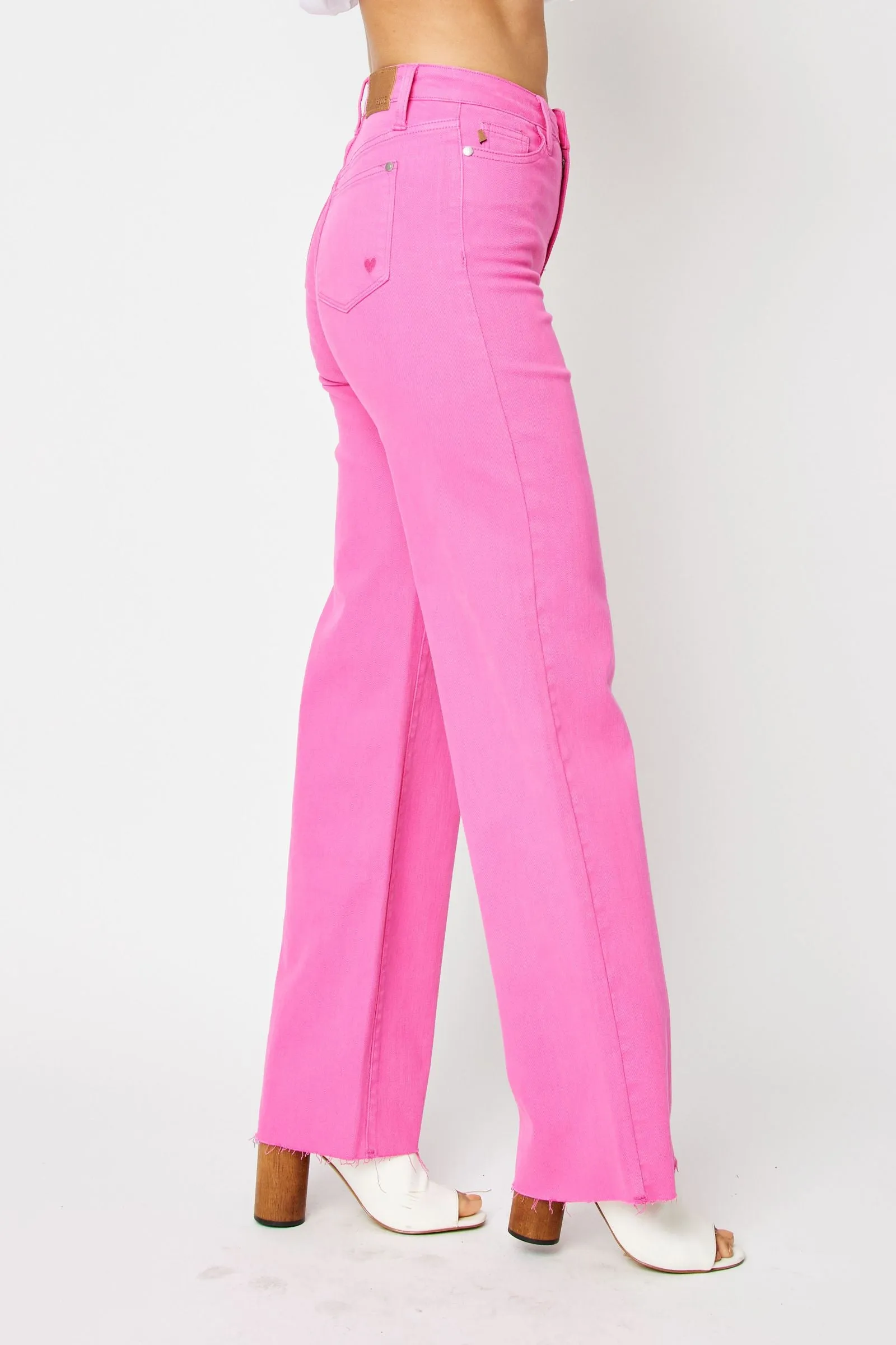 Judy Blue High Waist Garment Dyed Hot Pink 90’s Straight Denim 88816