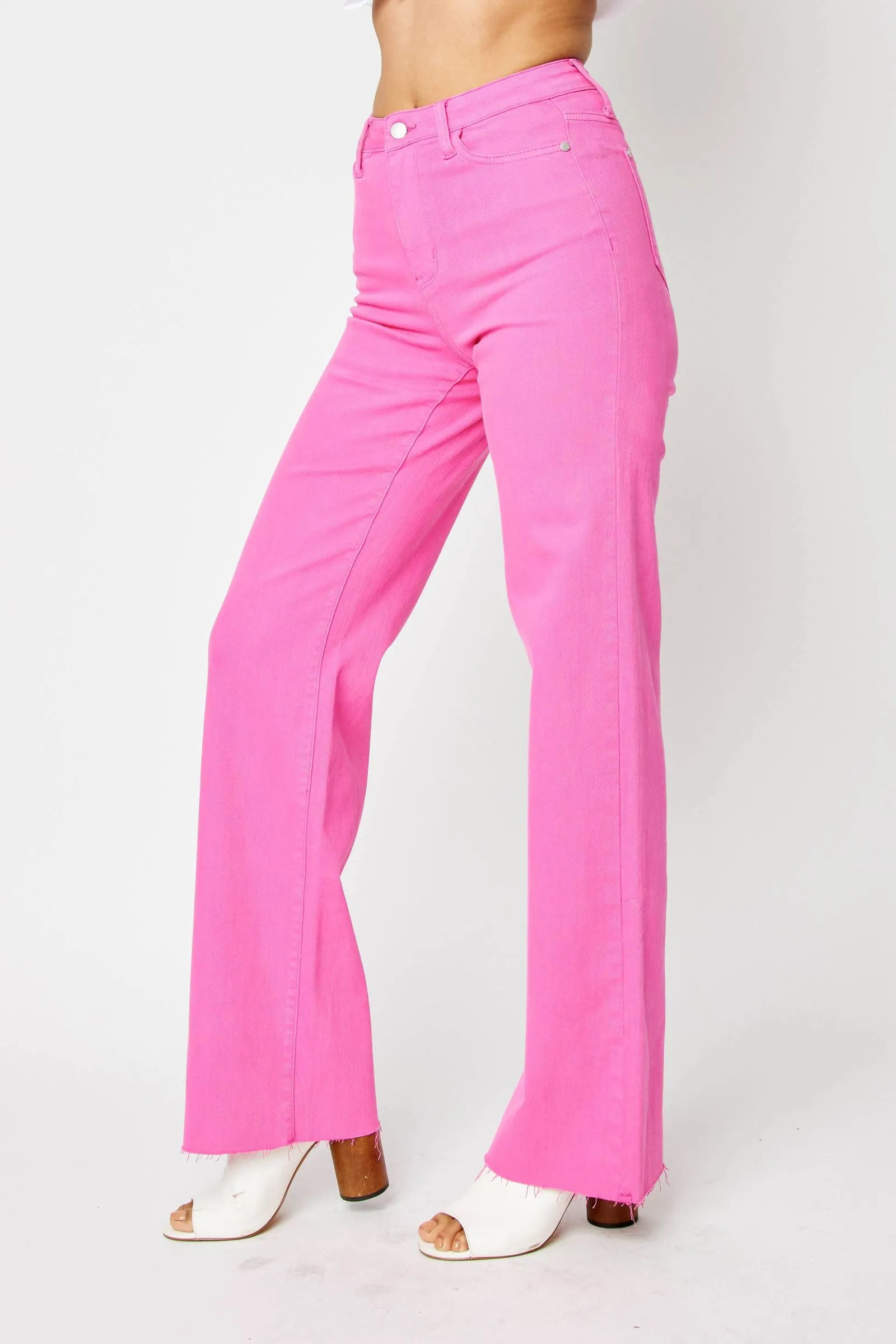 Judy Blue High Waist Garment Dyed Hot Pink 90’s Straight Denim 88816