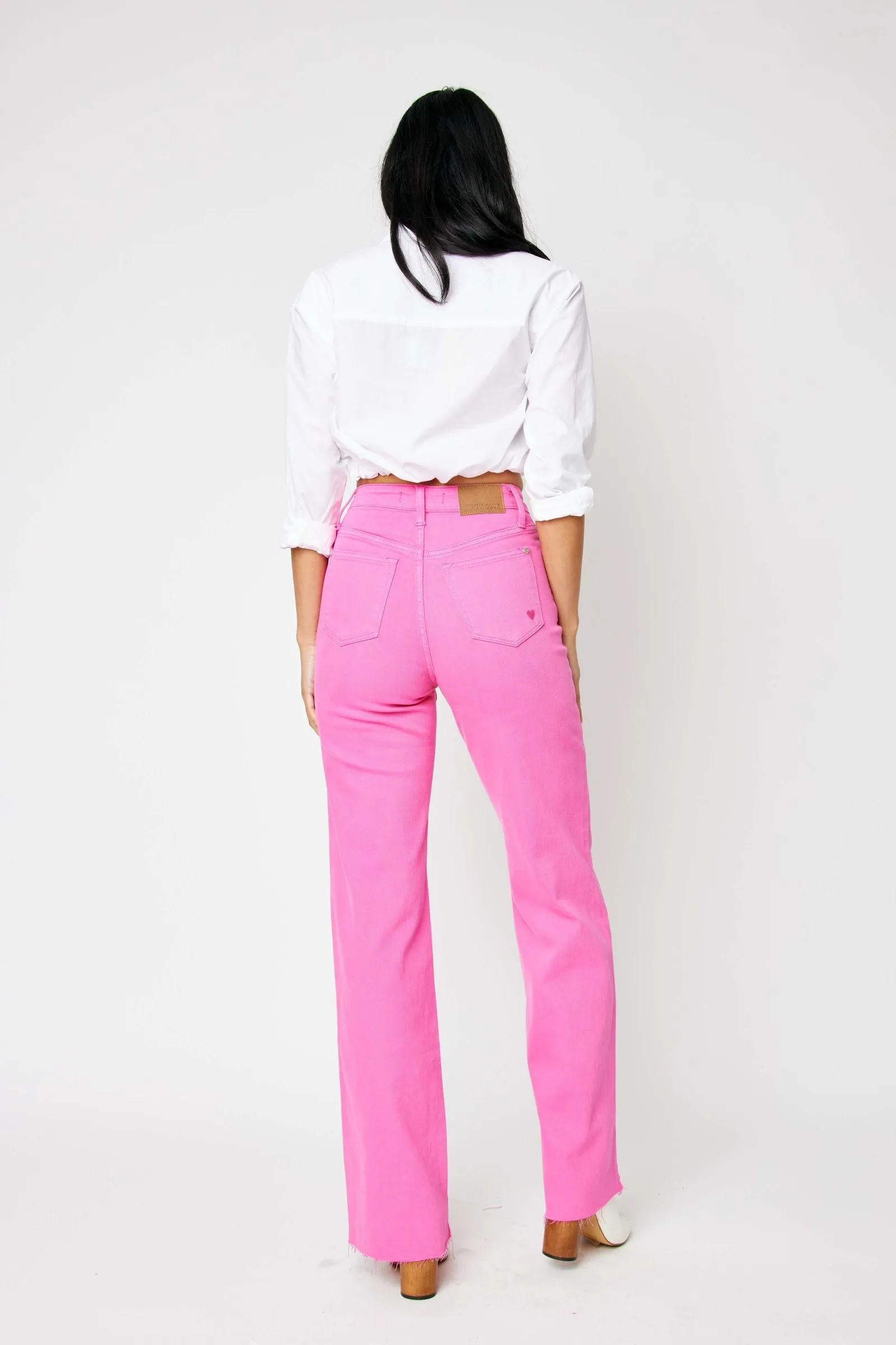 Judy Blue High Waist Garment Dyed Hot Pink 90’s Straight Denim 88816