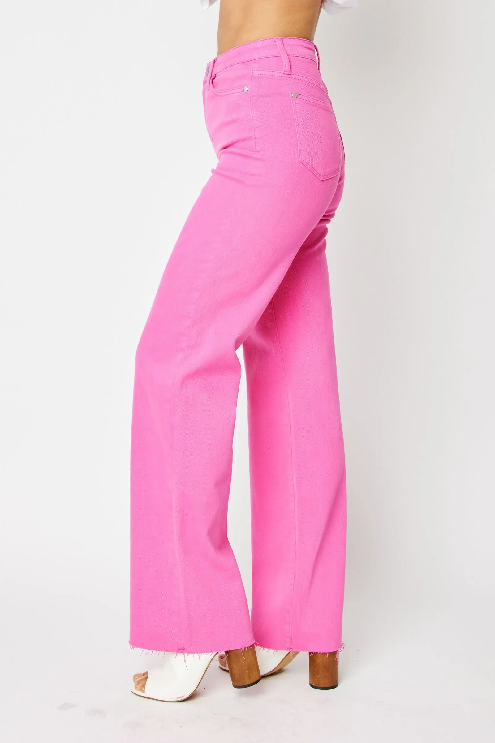 Judy Blue High Waist Garment Dyed Hot Pink 90’s Straight Denim 88816