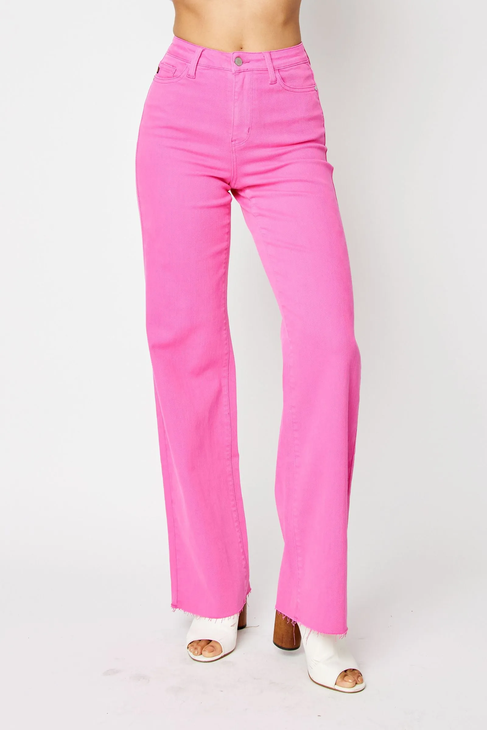 Judy Blue High Waist Garment Dyed Hot Pink 90’s Straight Denim 88816