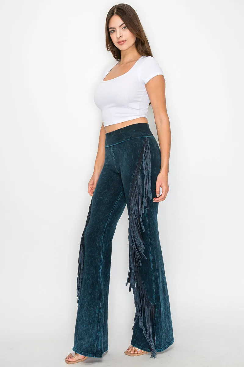 Mineral Wash Fringe Yoga Pants