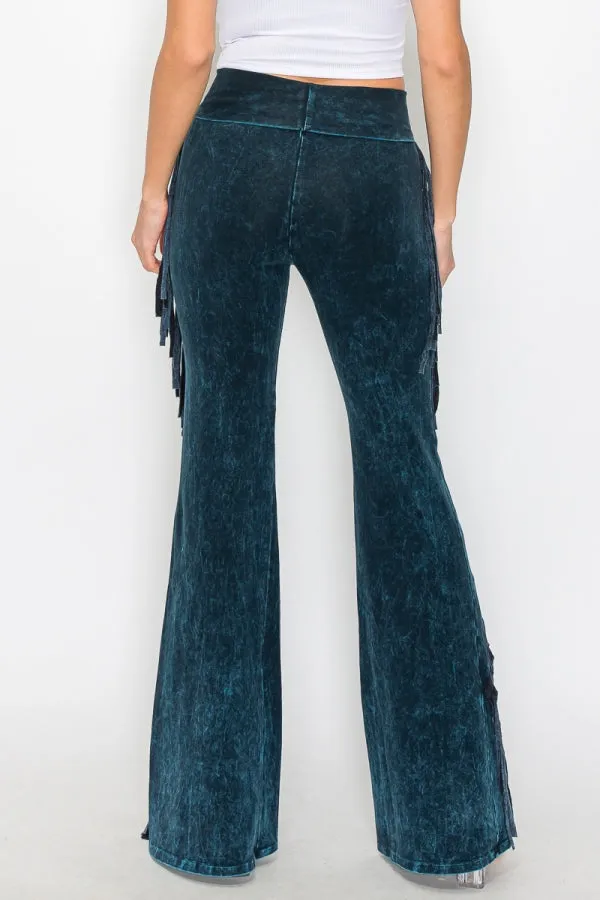 Mineral Wash Fringe Yoga Pants