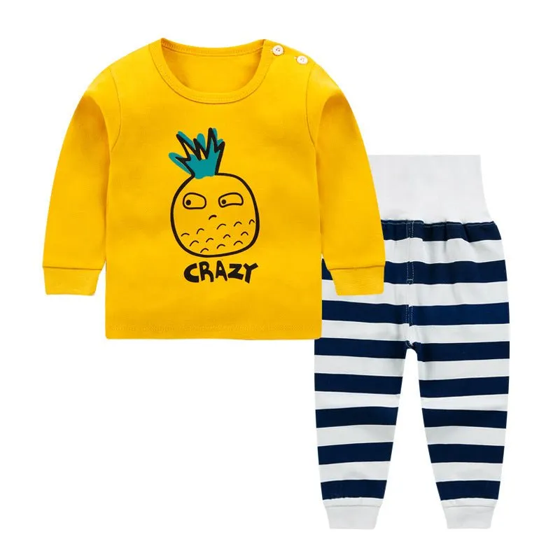 New boys and girls autumn suit children cotton autumn clothes autumn trousers underwear set home service baby clothing