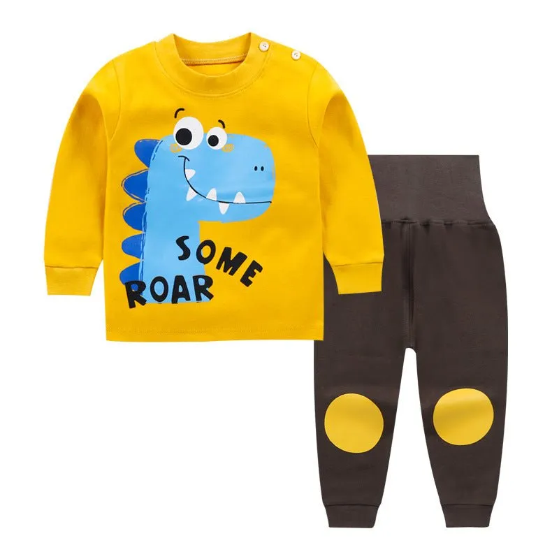 New boys and girls autumn suit children cotton autumn clothes autumn trousers underwear set home service baby clothing