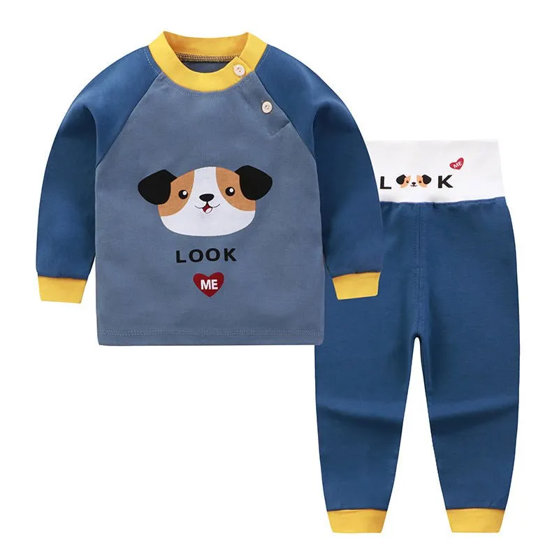 New boys and girls autumn suit children cotton autumn clothes autumn trousers underwear set home service baby clothing