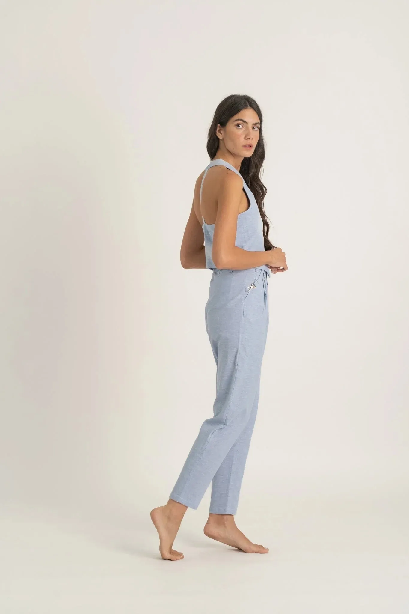 Pioggia Linen Trouser Sky Blue