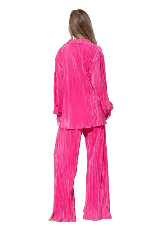 Pleated Blouse Pants Set