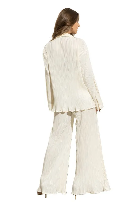 Pleated Blouse Pants Set