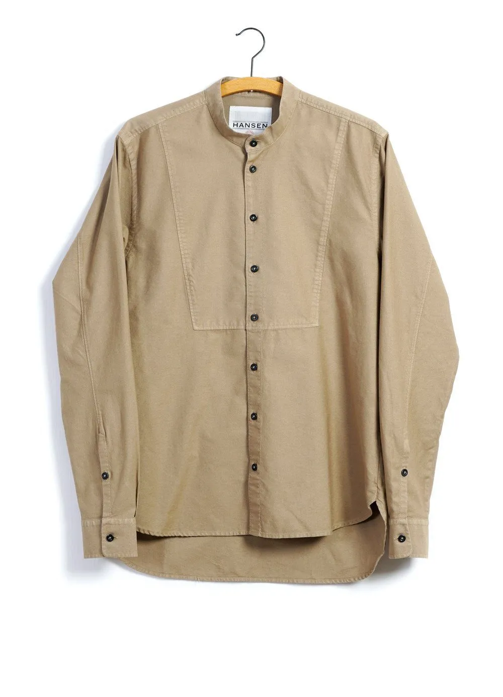 VALMAR | Collarless Bib Shirt | Gobi