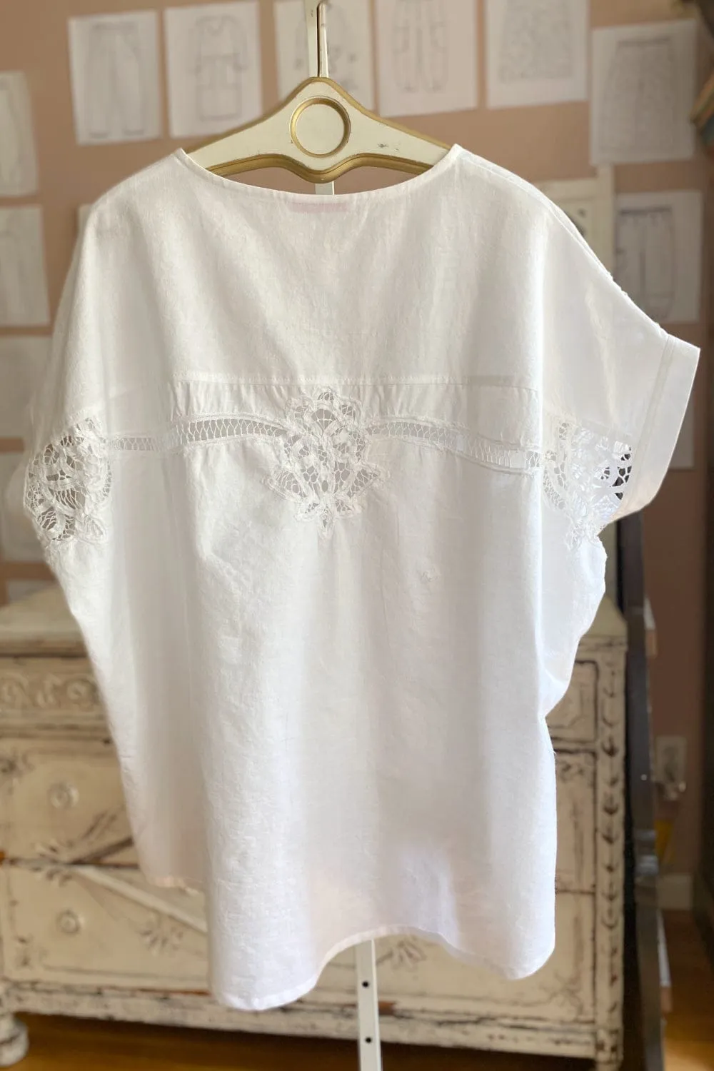 Vintage Tablecloth Oversized Curve Hem Top