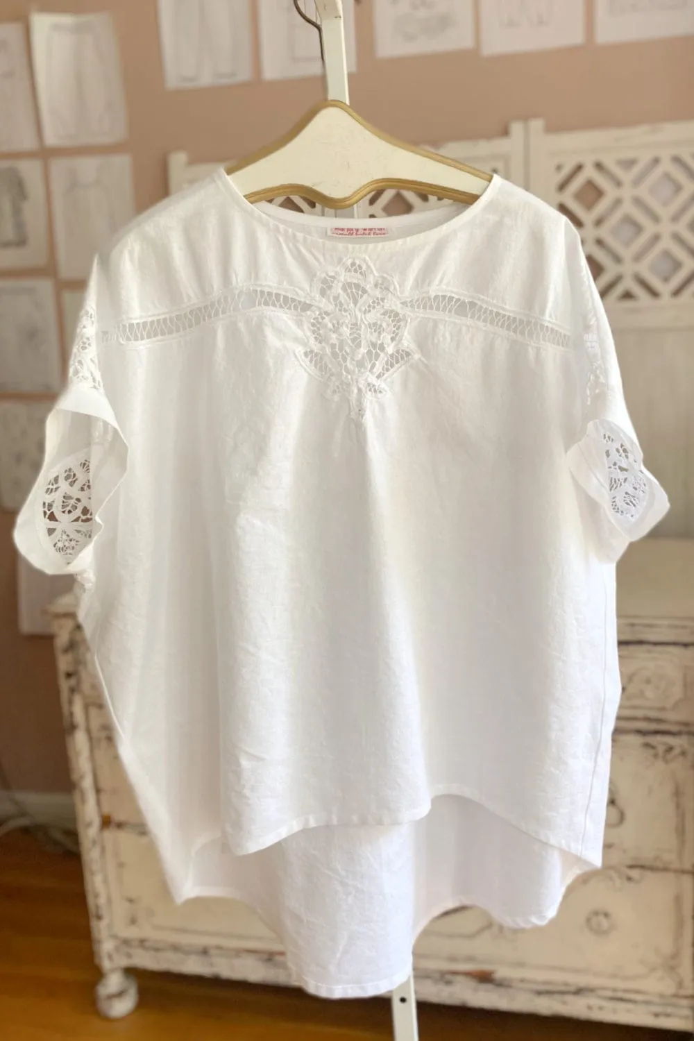 Vintage Tablecloth Oversized Curve Hem Top