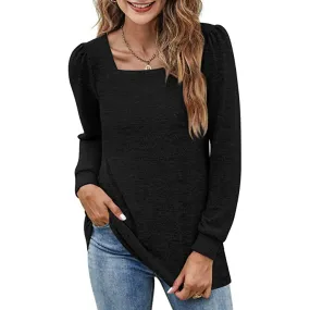 Women's Tunic Top Square Neck Puff Sleeve