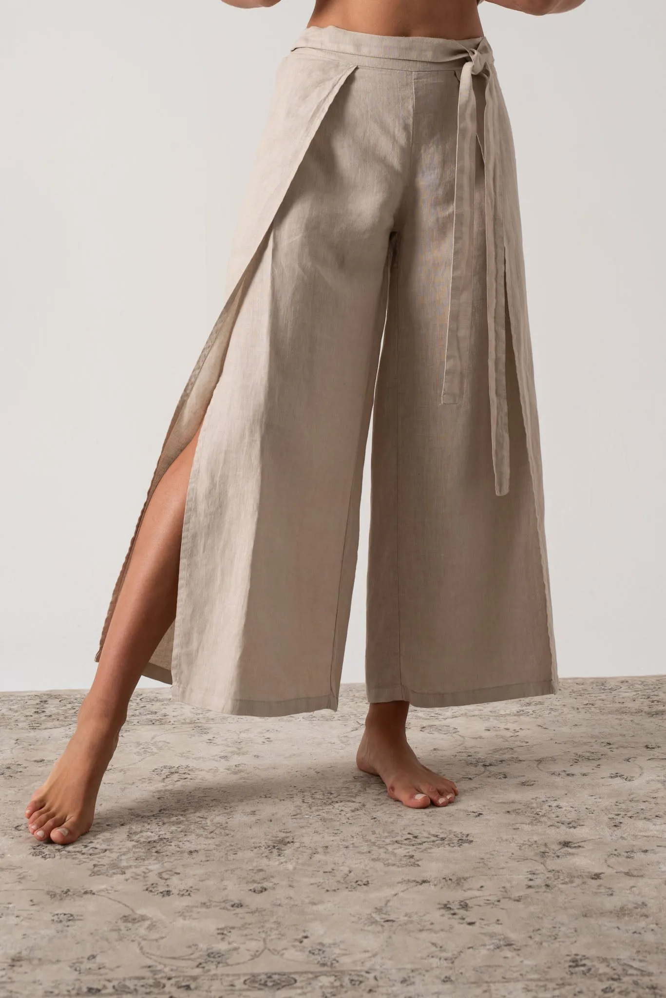 Zakai Linen Wrap Pant Oatmeal