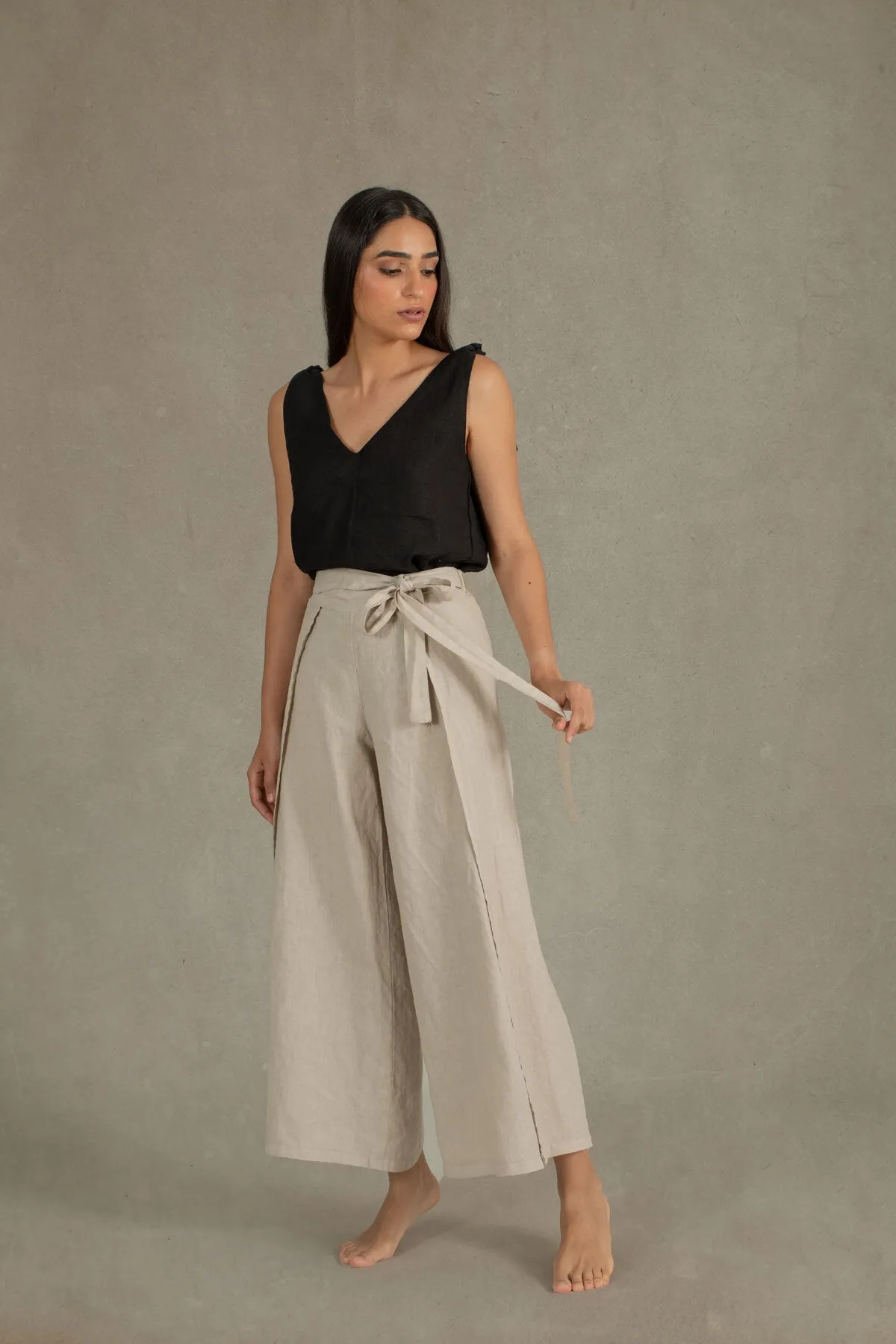 Zakai Linen Wrap Pant Oatmeal