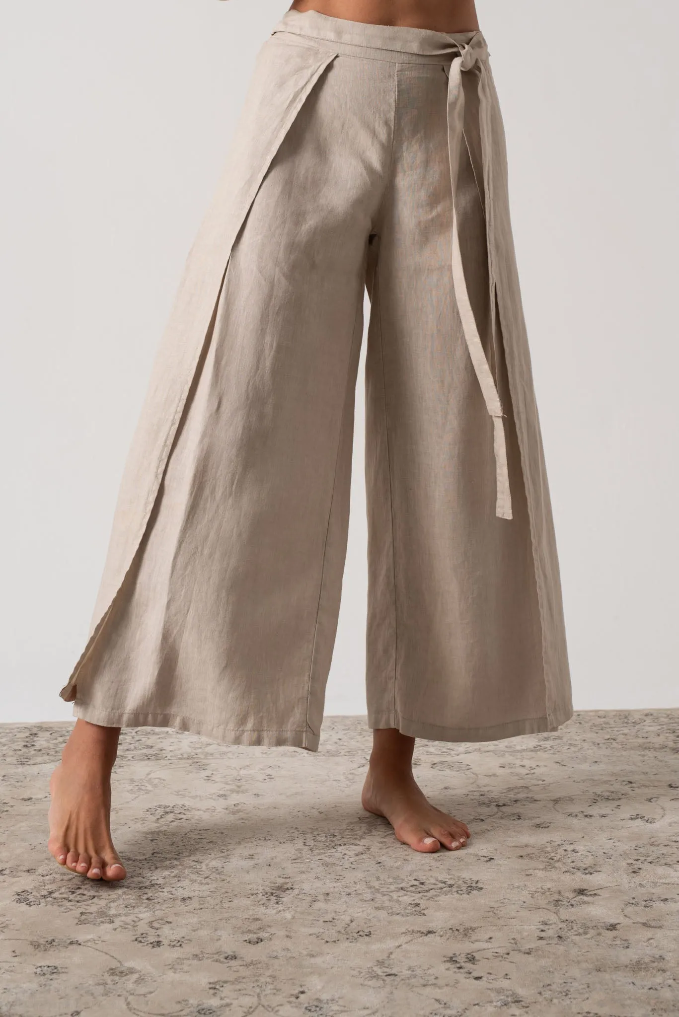 Zakai Linen Wrap Pant Oatmeal