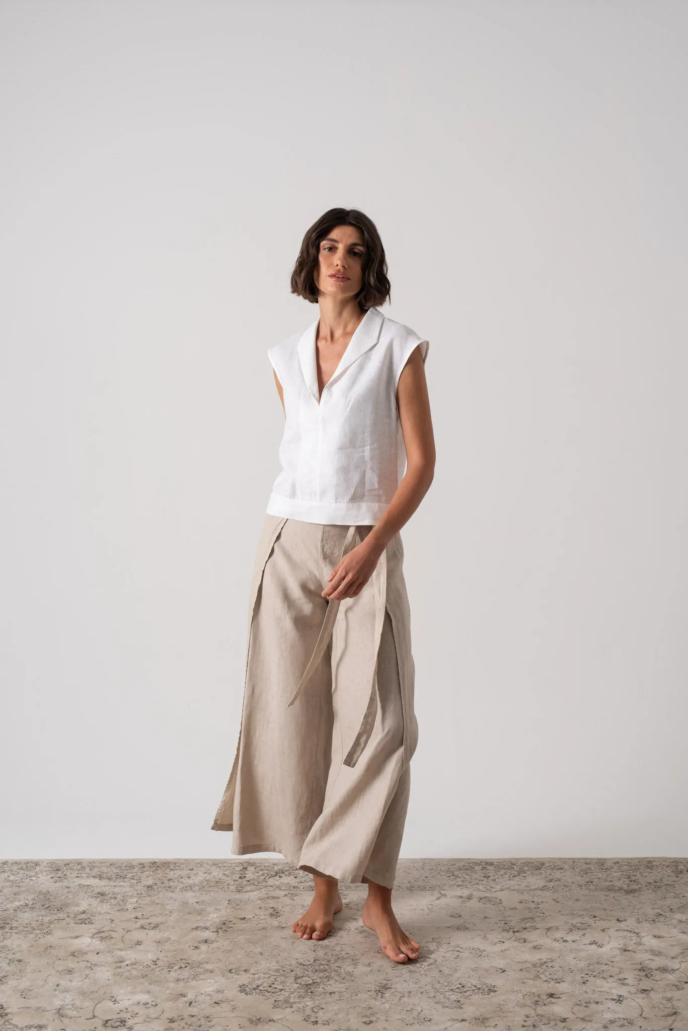 Zakai Linen Wrap Pant Oatmeal